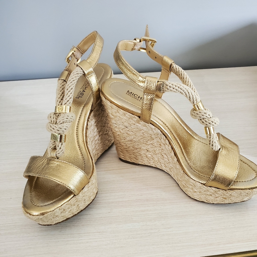 MICHAEL Michael Kors Gold Wedge Heels